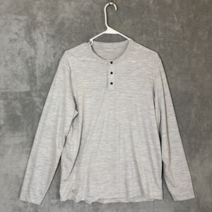 PROOF Men L Gray Merino Henley Long Sleeve Shirt Huckberry Quiet Luxury READ